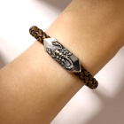 Браслет кожаный «Стиль» косичка, скорпион, коричневый с чернёным серебром, 21.5 см - Фото 4