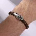 Браслет кожаный «Стиль» косичка, скорпион, коричневый с чернёным серебром, 21.5 см - Фото 1