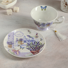 Чайная пара керамическая «Лавандовое поле», 2 предмета: чашка 220 мл, блюдце d=15 см - Фото 2