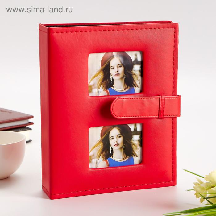 Фотоальбом 200 фото 10х15 см кожзам, красный 23,5х18,5х5,5 см - Фото 1