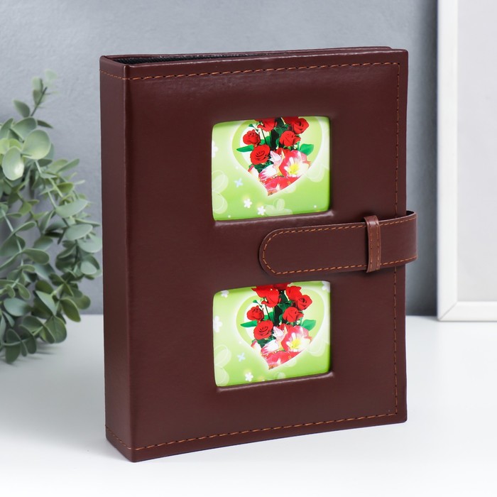 Фотоальбом 200 фото 10х15 см кожзам, кофейный 23,5х18,5х5,5 см - Фото 1