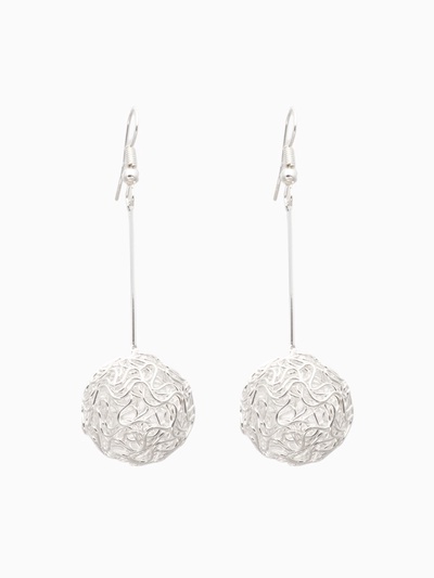 Серьги висячие «Шарик» переплетение, цвет светлое серебро, 6.5 см