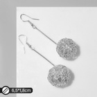 Серьги висячие «Шарик» переплетение, цвет светлое серебро, 6.5 см - Фото 9