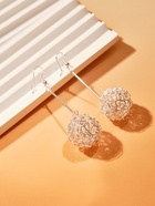 Серьги висячие «Шарик» переплетение, цвет светлое серебро, 6.5 см - Фото 11