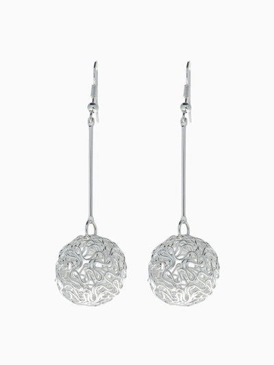 Серьги висячие «Шарик» переплетение, цвет серебро, 6.5 см