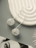 Серьги висячие «Шарик» переплетение, цвет серебро, 6.5 см - Фото 4