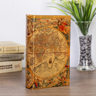 Сейф-книга дерево кожа "Старинные карты мира" 21х13х5 см - фото 3733594
