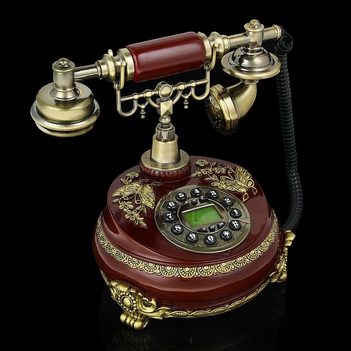 Ретро-телефон "Бабочка", 23 х 26 см, коричневый