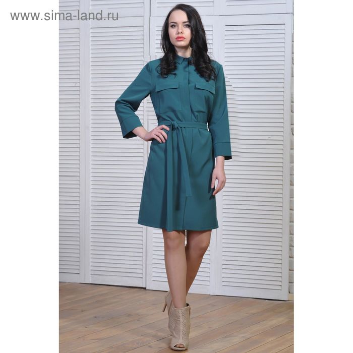 Платье-рубашка женское, размер 44, рост 164 см, цвет зелёный - Фото 1