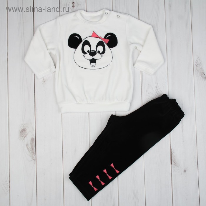 Костюм для девочки "Мордочка панды", рост 74-80 см (24), цвет белый/чёрный Р648993_М - Фото 1
