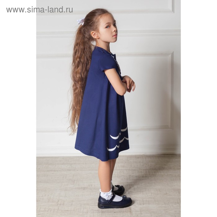 Платье для девочки "Две волны", рост 134-140 см (34), цвет тёмно-синий - Фото 1