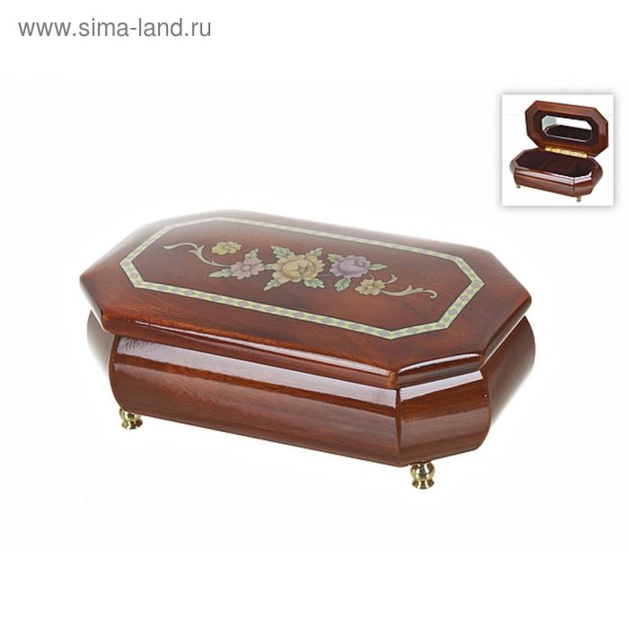 Шкатулка декоративная для ювелирных украшений "Розы" 19,5×12×8 см. МДФ, лак - Фото 1