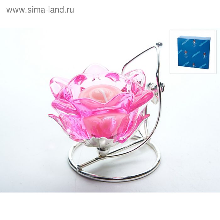 Подсвечник декоративный для 1-й свечи "Розовый цветок" 9,5×7,5×10 см. - Фото 1