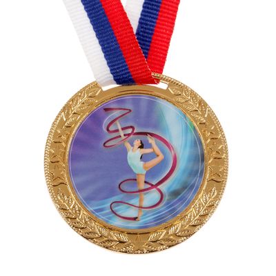 Медаль тематическая 091 «Гимнастика», d= 5 см. Цвет золото. С лентой
