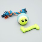 Набор игрушек для собак, 3 шт, микс цветов - фото 8308094