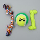 Набор игрушек для собак, 3 шт, микс цветов - фото 8308100