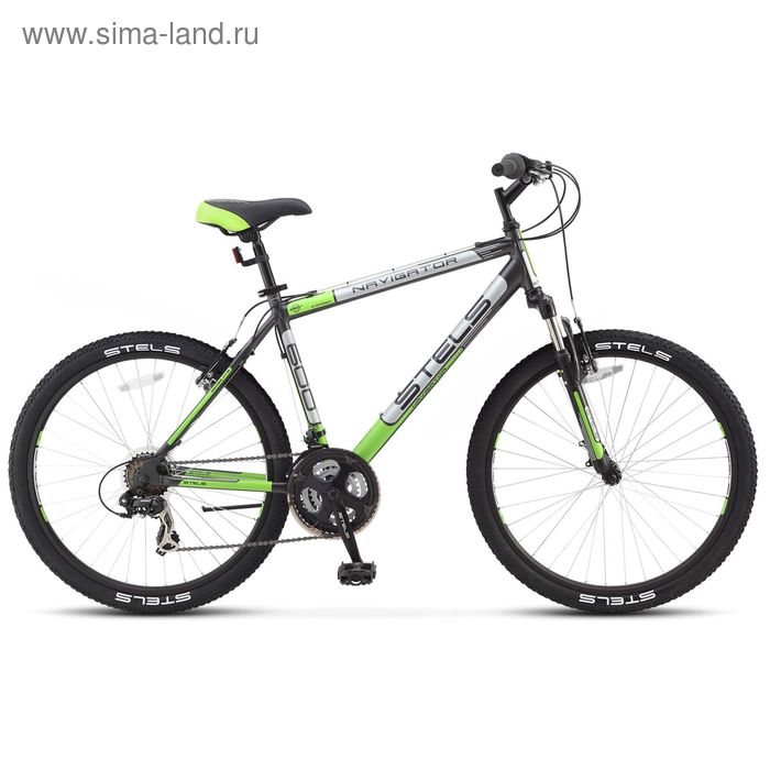 Велосипед 26" Stels Navigator-600 V, 2016, цвет серый/серебристый/зелёный, размер 17"