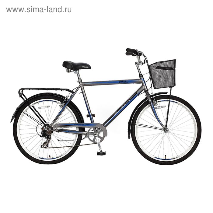 Велосипед 26" Stels Navigator-250 Gent, 2016, цвет серый/синий, размер 19"