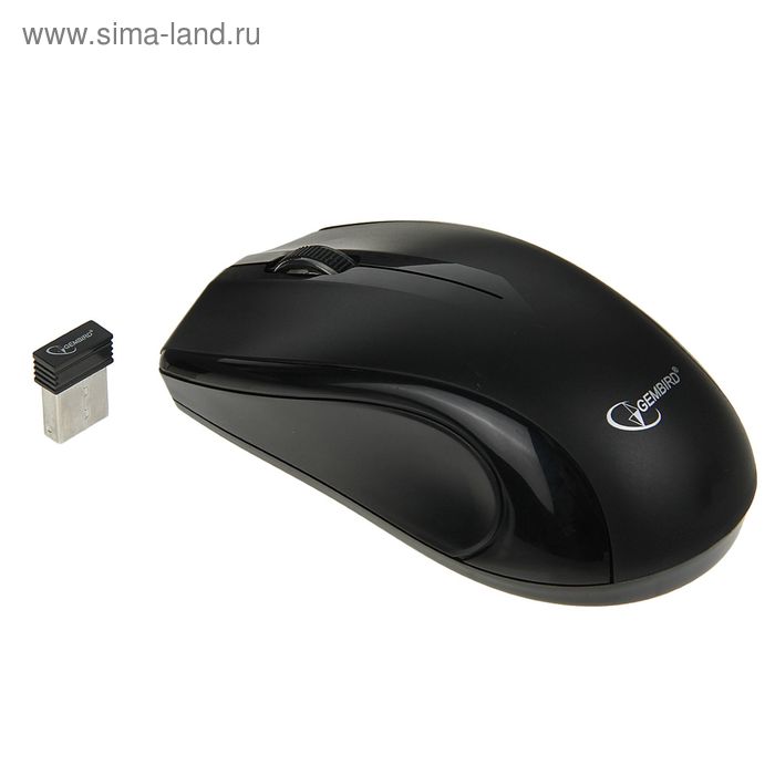 Мышь Gembird MUSW-320, беспроводная, оптическая, 3 кнопки, 1000 dpi, 1xAA, USB, чёрная - Фото 1