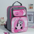 Рюкзак школьный, 2 отдела на молниях, 2 наружных кармана, цвет серый/розовый - Фото 1
