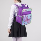Рюкзак школьный, 2 отдела на молниях, 2 наружных кармана, цвет голубой/фиолетовый - Фото 6