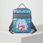 Рюкзак школьный, 2 отдела на молниях, 2 наружных кармана, цвет голубой/серый - Фото 1