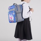 Рюкзак школьный, 2 отдела на молниях, 2 наружных кармана, цвет голубой/серый - Фото 8
