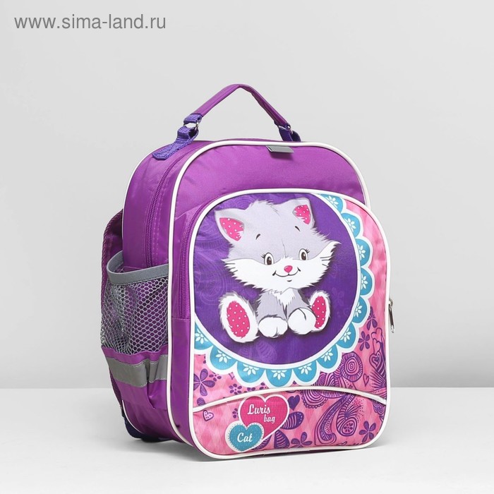 Рюкзак детский на молнии, 1 отдел, 3 наружных кармана, цвет розовый/сиреневый - Фото 1