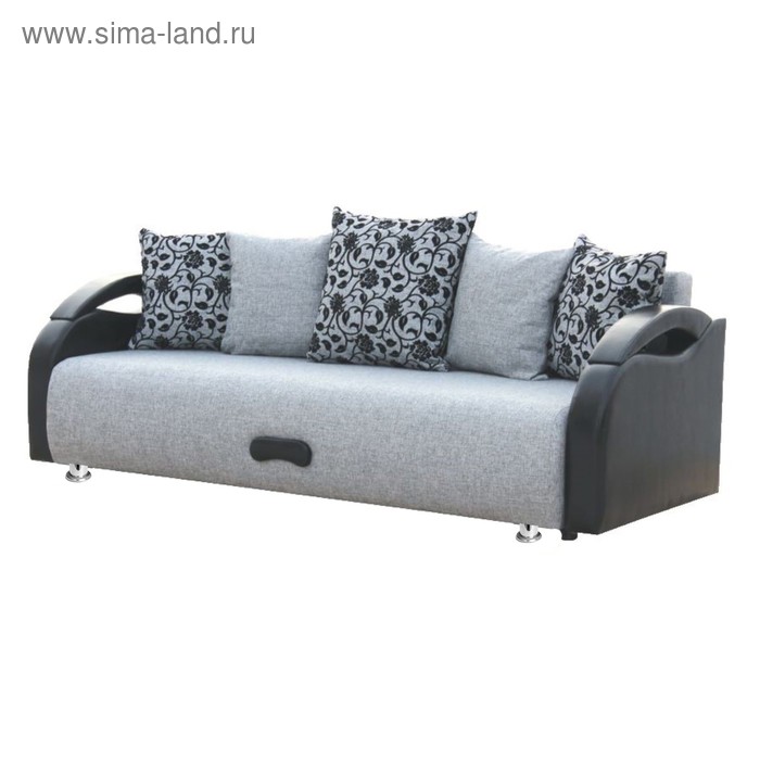 Диван прямой «Юпитер», ППУ, еврокнижка, шенилл/экокожа, цвет аслан серый - Фото 1