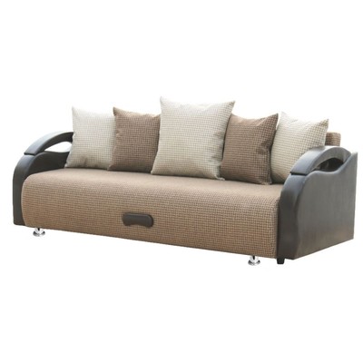 Диван прямой «Юпитер», ППУ, еврокнижка, рогожка/экокожа, цвет ратибор тёмный