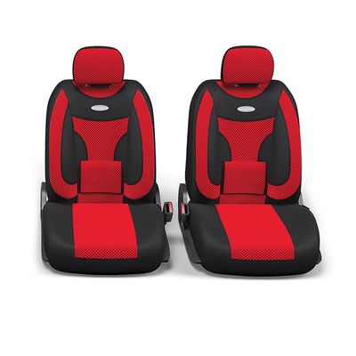 Авточехлы универсальные AUTOPROFI EXTRA COMFORT, ECO-1105 BK/RD (M), формованный велюр, набор из 11 предметов, чёрные, красные