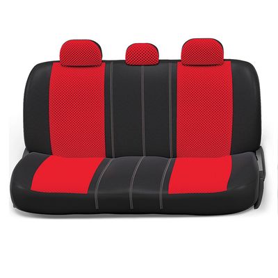 Авточехлы универсальные AUTOPROFI EXTRA COMFORT, ECO-1105 BK/RD (M), формованный велюр, набор из 11 предметов, чёрные, красные