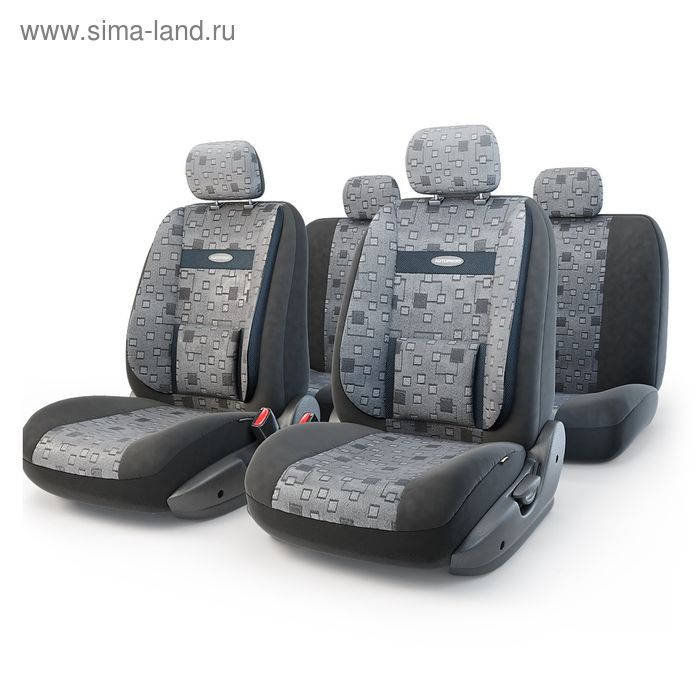 Авточехлы универcальные AUTOPROFI COMFORT, COM-1105 Element (M), велюр, жаккард полипропилен, набор из 11 предметов, расцветка "Элемент" - Фото 1