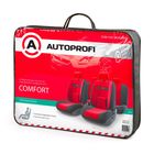 Авточехлы универcальные AUTOPROFI COMFORT, COM-1105 BK/RD (M), велюр, набор из 11 предметов, цвет чёрный/красный - Фото 4