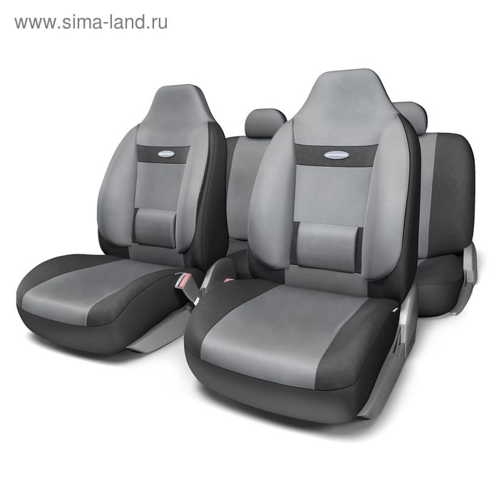 Авточехлы универcальные AUTOPROFI COMFORT, COM-1105H BK/D.GY (M), велюр, набор из 11 предметов, цвет чёрный/тёмно-серый - Фото 1