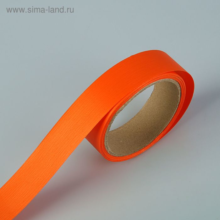 Лента для декора и подарков "Аспидистр" 3 см х 10 м, тиснение, оранжевая - Фото 1