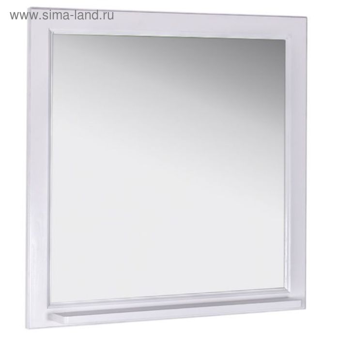 Зеркало «Бергамо 85» с полкой, белое, патина серебро - Фото 1