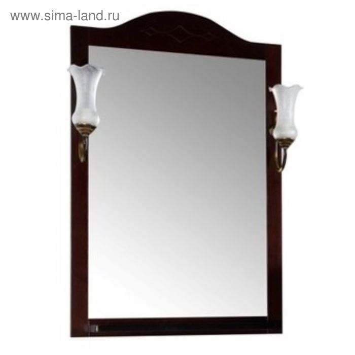 Зеркало Флоренция Квадро 60, с полкой, 2 светильника, бук тироль - Фото 1