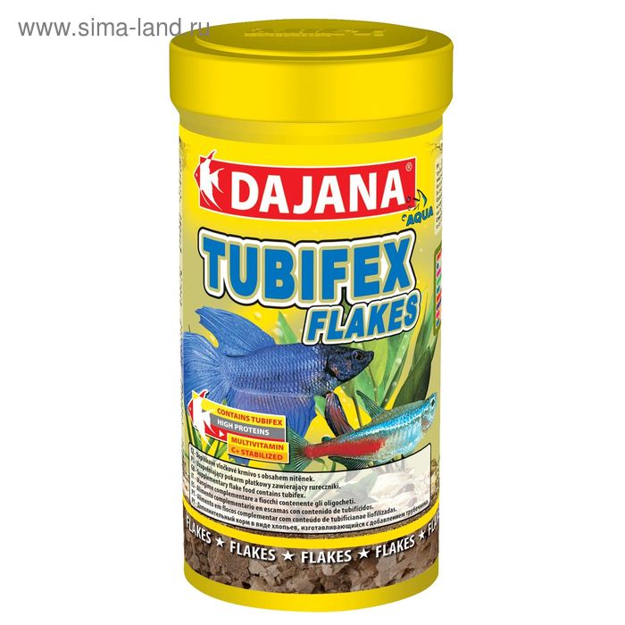 Корм Dajana Pet Tubifex flakes для всех видов декоративных рыб, 250 мл. - Фото 1
