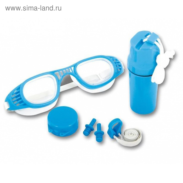 Набор для плавания, 3 предмета: очки, зажим для носа, беруши, от 7 лет, цвет МИКС - Фото 1