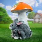 Садовая фигура "Гриб подосиновик с зайцами лежачими" 45х34см - Фото 2