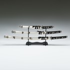 Макет оружия «Сувенирные катаны на подставке 3в1. Белая дымка глянец», подарочный набор, ножны дерево, 51 см; 77 см; 104 см - Фото 2