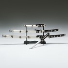 Макет оружия «Сувенирные катаны на подставке 3в1. Белая дымка глянец», подарочный набор, ножны дерево, 51 см; 77 см; 104 см - Фото 3