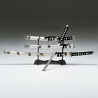 Макет оружия «Сувенирные катаны на подставке 3в1. Белая дымка глянец», подарочный набор, ножны дерево, 51 см; 77 см; 104 см - Фото 4