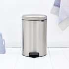 Мусорное ведро Brabantia NewIcon, пластиковое внутреннее ведро, FPP, с педалью, цвет стальной матовый, 20 л - Фото 4