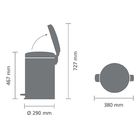 Мусорное ведро Brabantia NewIcon, пластиковое внутреннее ведро, с педалью, цвет жёлтая маргаритка, 20 л - Фото 4