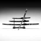 Макет оружия «Сувенирные катаны на подставке 3в1. Чёрный дракон», подарочный набор, ножны дерево, 51 см; 71 см; 100 см - Фото 1