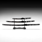 Макет оружия «Сувенирные катаны на подставке 3в1. Чёрный дракон», подарочный набор, ножны дерево, 51 см; 71 см; 100 см - Фото 2