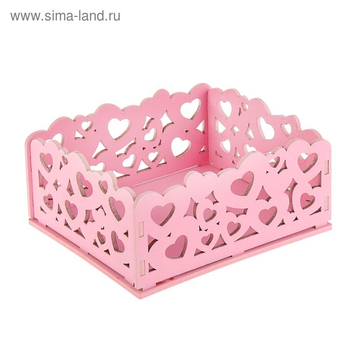 Ящик резной "Сердце" розовый, 17.5 х 15 х 8 см - Фото 1