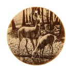 Доска из массива кедра «Олени на водопое», круглая, 18 × 18 см - Фото 1